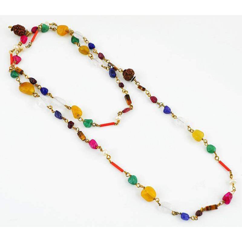 gemsmore:Multicolor Multi Gemstone Necklace Natural Untreated Beads