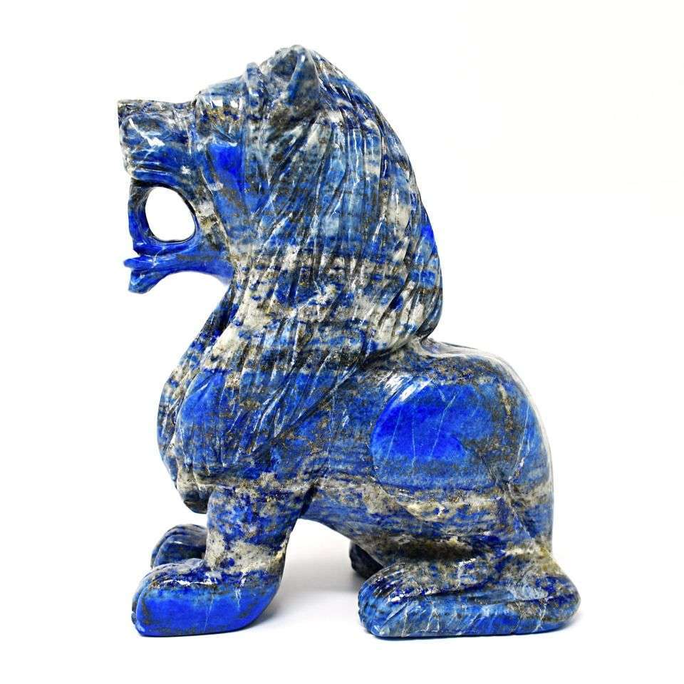 gemsmore:Museum Size 6900 carats Big Natural Denim Blue Lapis Lazuli Carved Lion