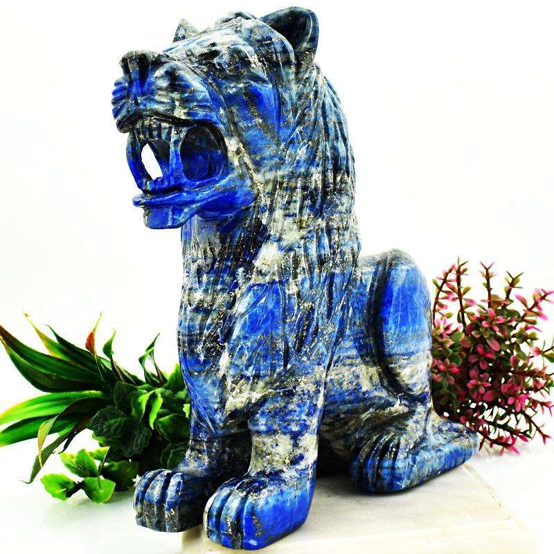 gemsmore:Museum Size Blue Lapis Lazuli Carved Lion