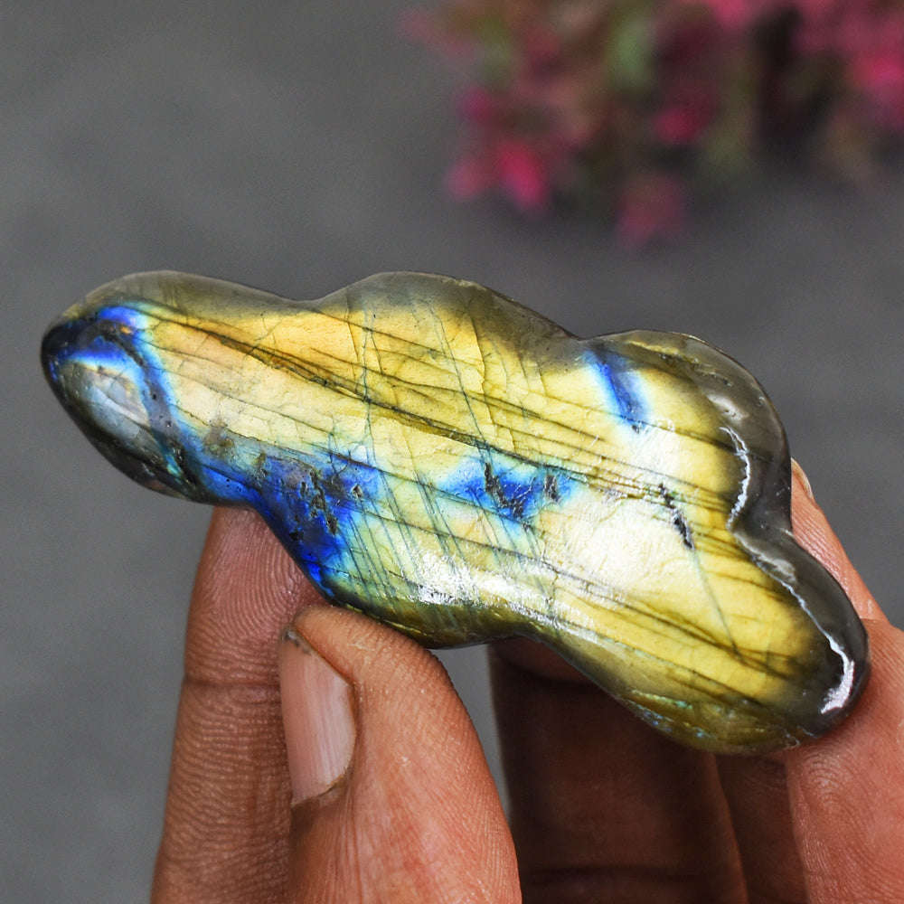 gemsmore:Natural 103 Carats  Genuine Golden Flash Labradorite Cloud