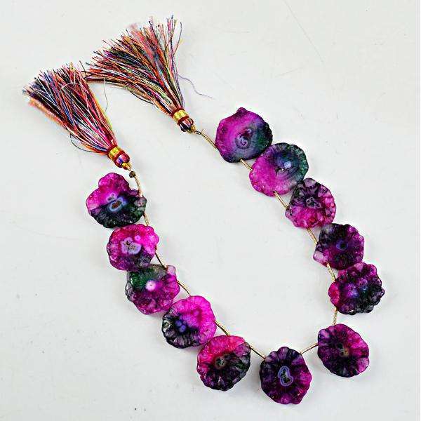 gemsmore:Natural Amazing Cluster Druzy Drilled Beads Strand