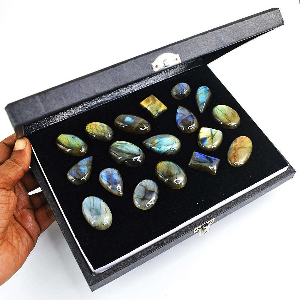 gemsmore:Natural Amazing Flash Labradorite Cabochon Lot