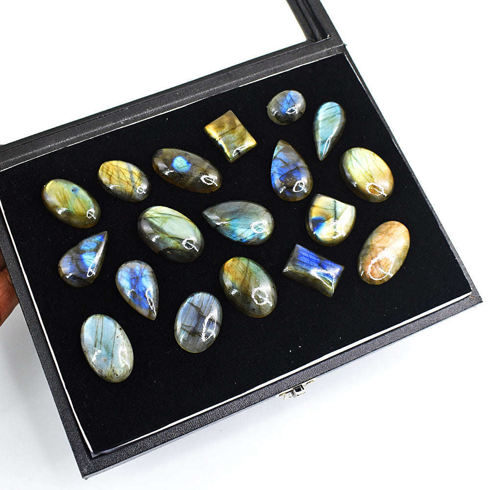 gemsmore:Natural Amazing Flash Labradorite Cabochon Lot