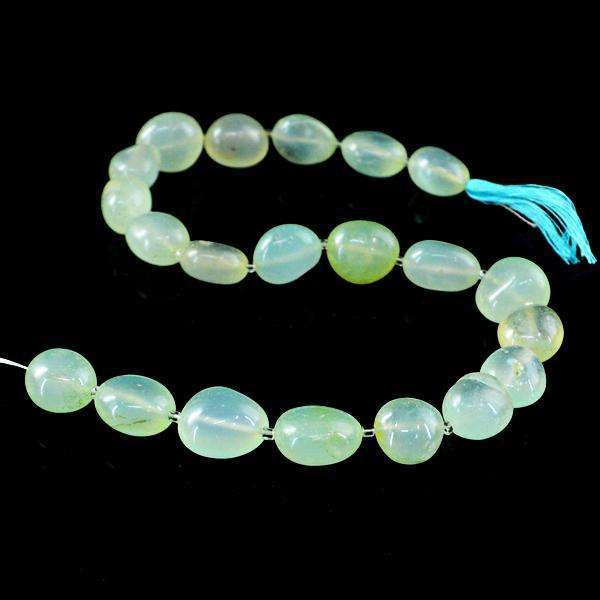 gemsmore:Natural Amazing Green Chalcedony Drilled Beads Strand