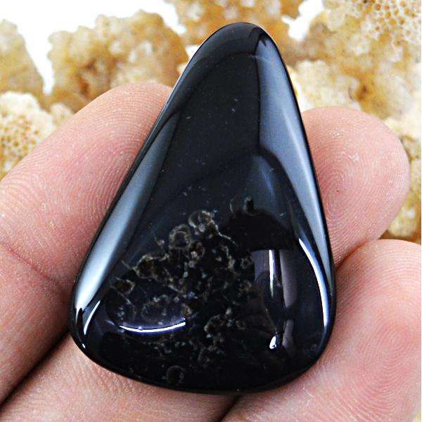 gemsmore:Natural Amazing  Pear Shape Black Galaxy Agate Loose Gemstone