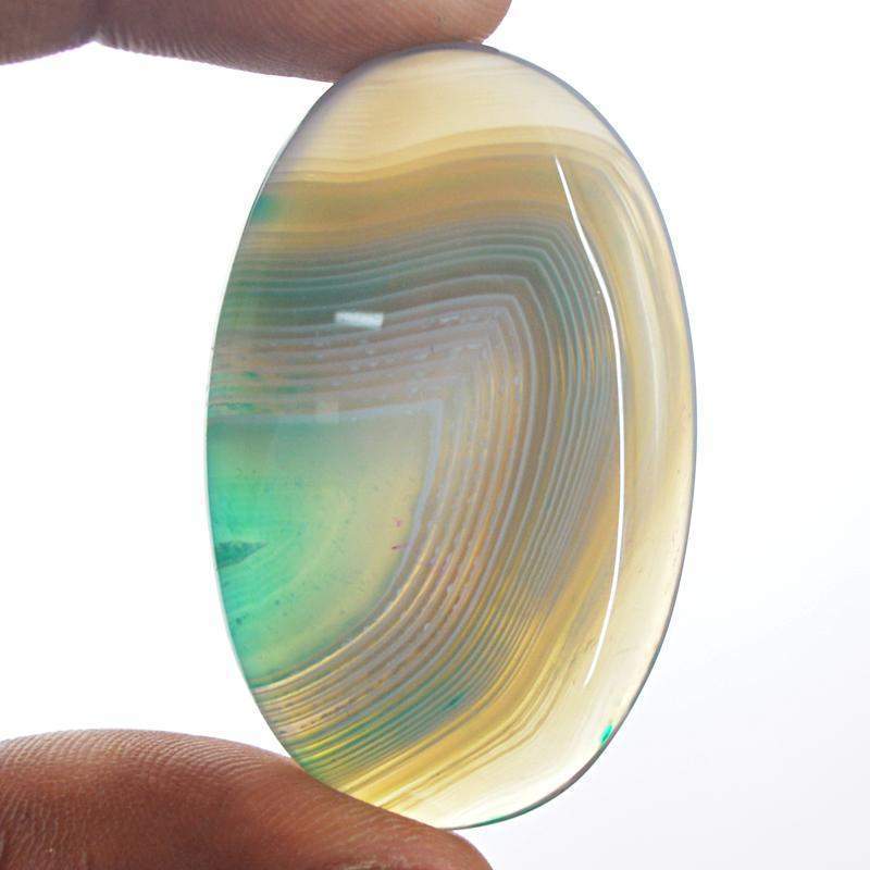 gemsmore:Natural Amazing Striped Onyx Oval Shape Gemstone