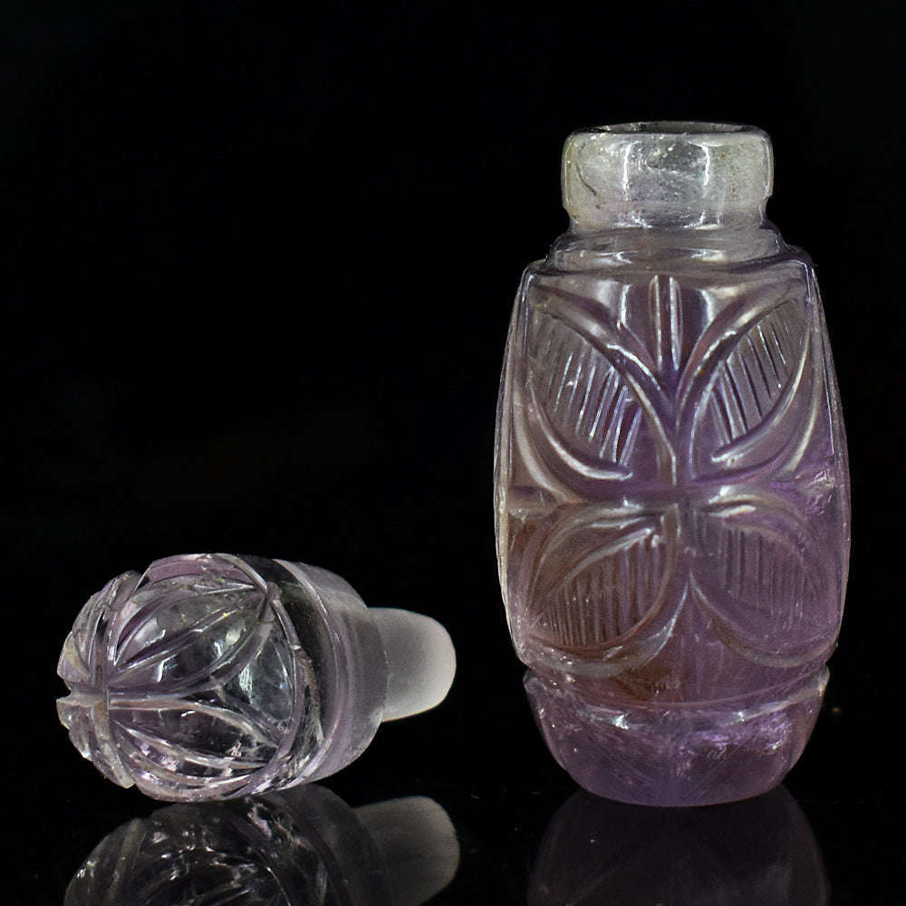 gemsmore:Natural Amethyst Hand Carved Genuine Crystal Gemstone Carving Perfume Bottle