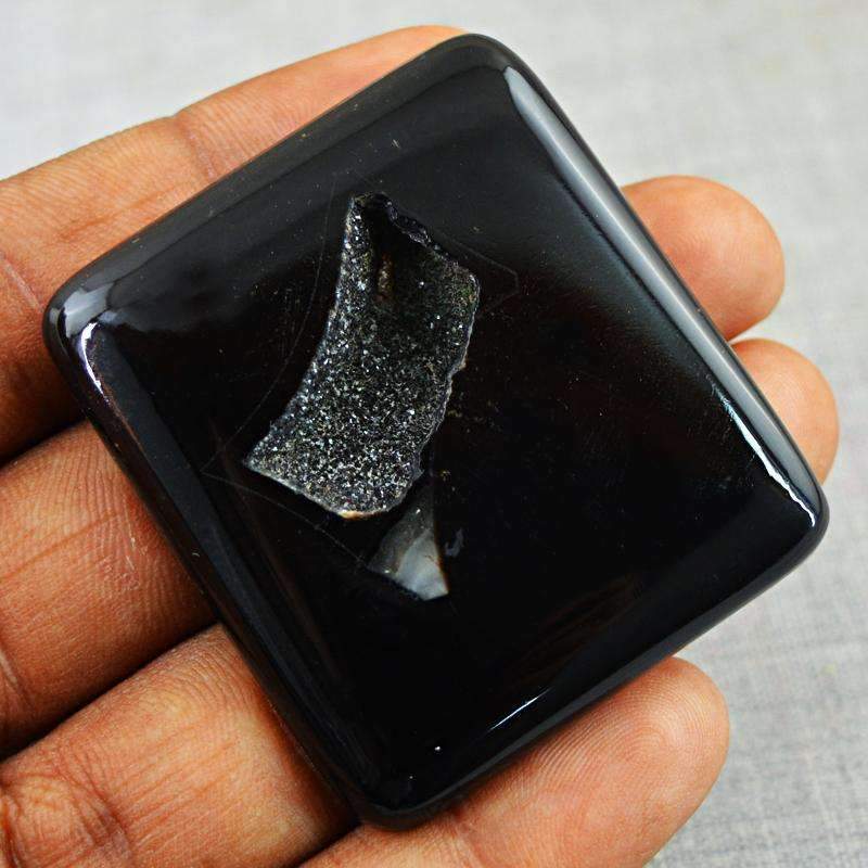 gemsmore:Natural Black Druzy Onyx Gemstone - Loose Untreated