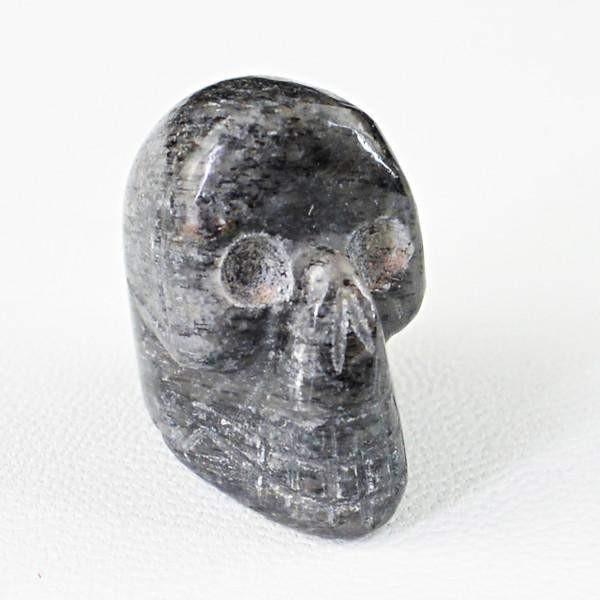 gemsmore:Natural Black Rutile Quartz Carved Skull Gemstone