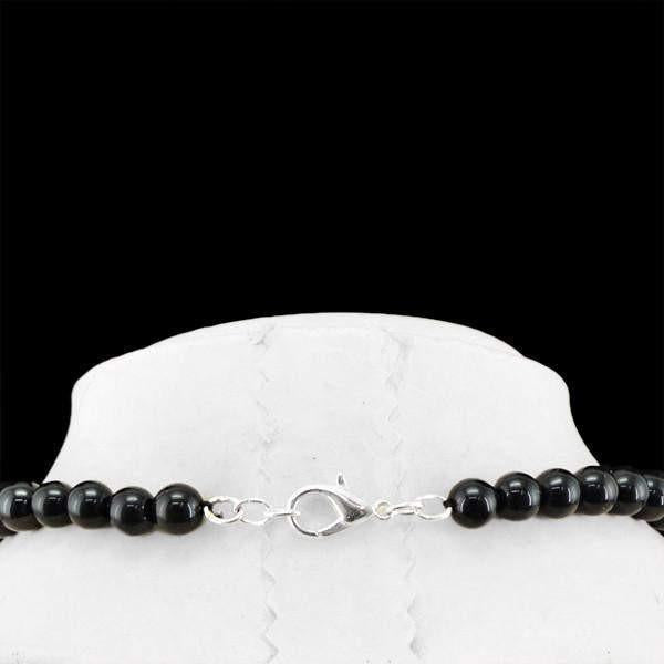 gemsmore:Natural Black Spinel Necklace Single Strand Untreated Round Beads