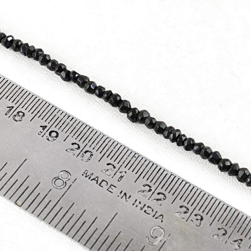 gemsmore:Natural Black Spinel Round Shape Beads Strand