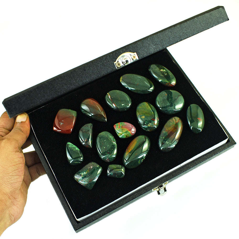 gemsmore:Natural Bloodstone  Untreated Gemstone Cabochon Lot