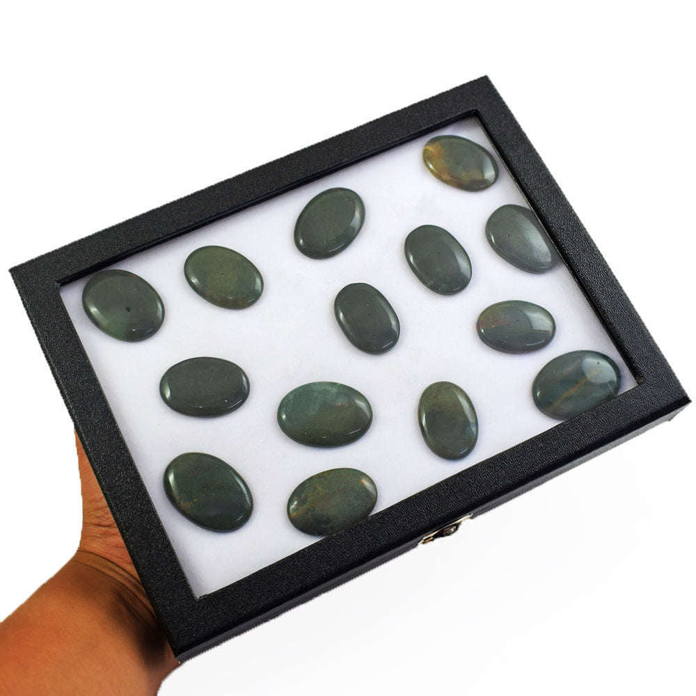 gemsmore:Natural Bloodstone Untreated Gemstone Cabochon Lot