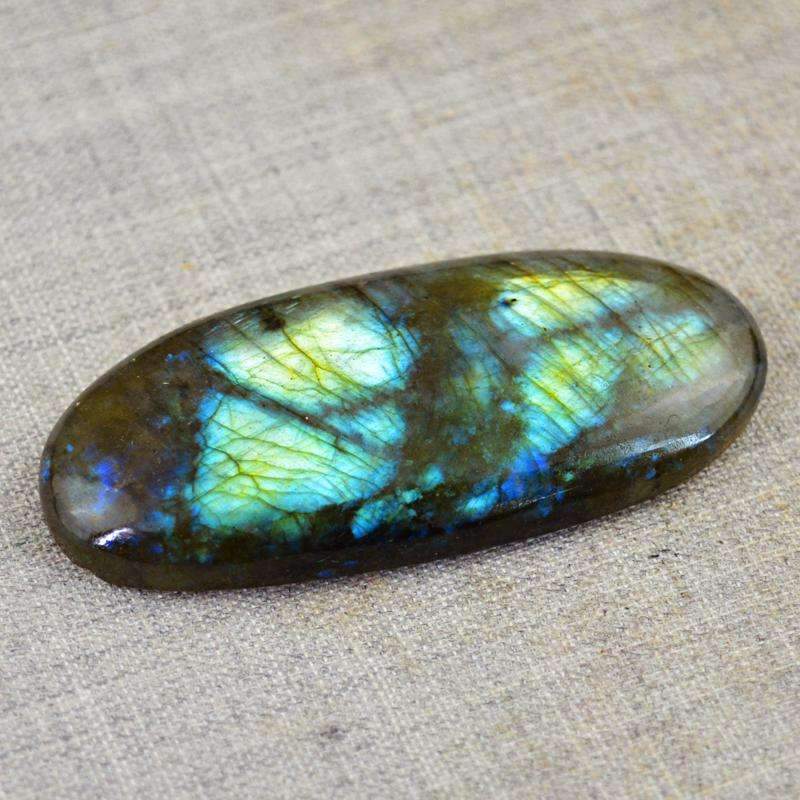 gemsmore:Natural Blue Flash Labradorite Gemstone - Oval Shape