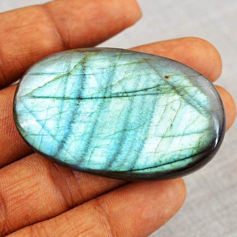 gemsmore:Natural Blue Flash Labradorite Oval Shape Gemstone