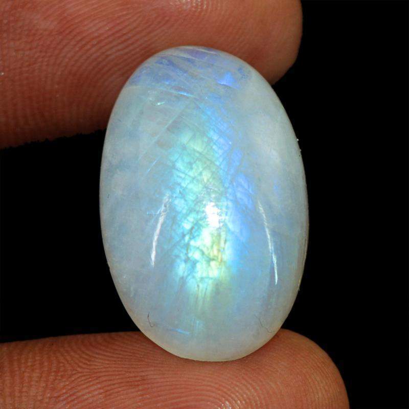 gemsmore:Natural Blue Flash Moonstone Oval Shape Gemstone