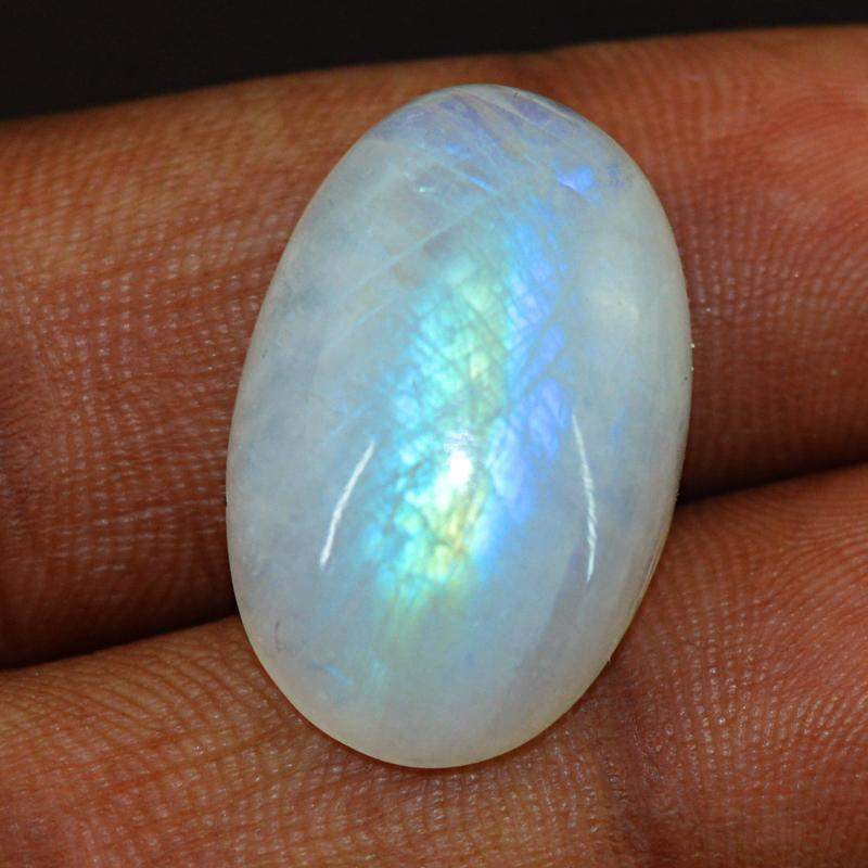 gemsmore:Natural Blue Flash Moonstone Oval Shape Gemstone