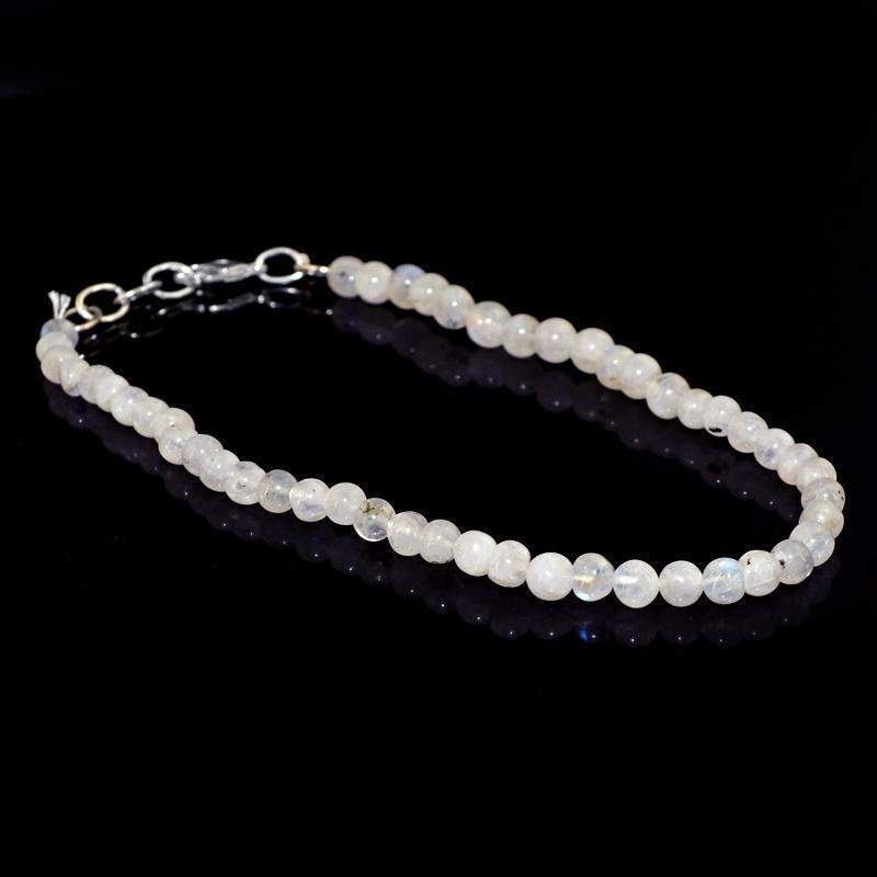 gemsmore:Natural Blue Flash Moonstone Round Shape Untreated Beads