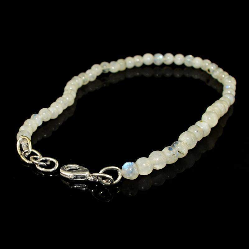 gemsmore:Natural Blue Flash Moonstone Round Shape Untreated Beads