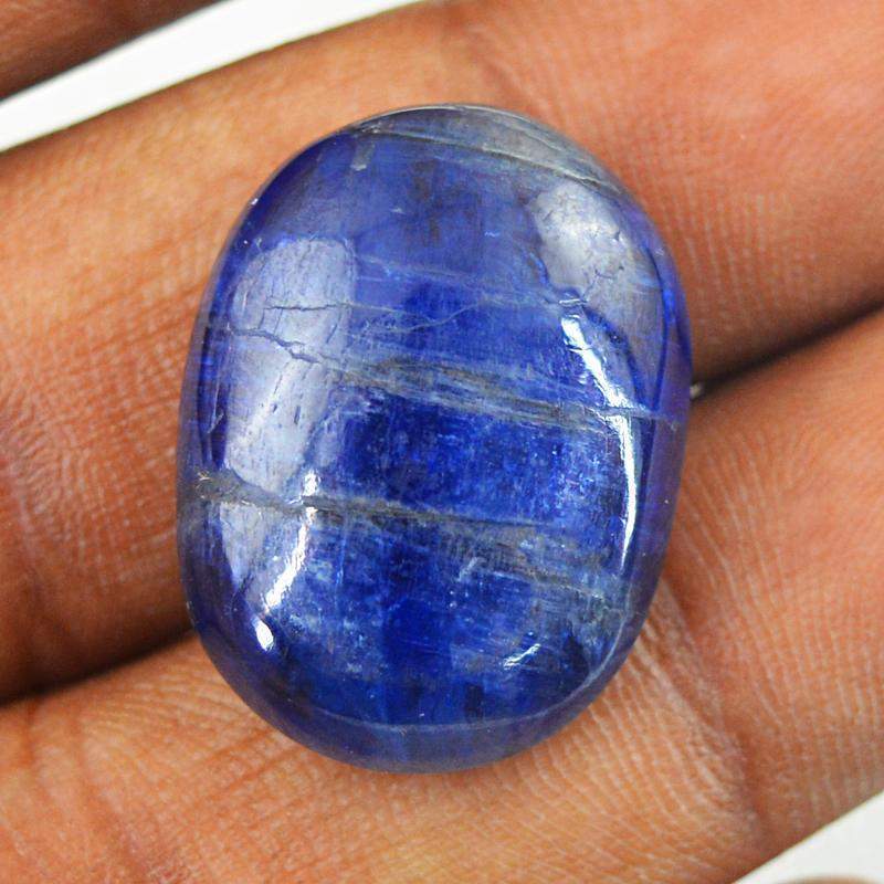 gemsmore:Natural Blue Kynite Oval Shape Loose Gemstone