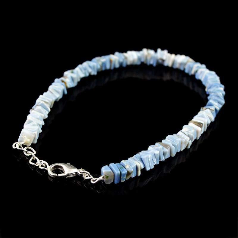 gemsmore:Natural Blue Lace Agate Bracelet Untreated Beads