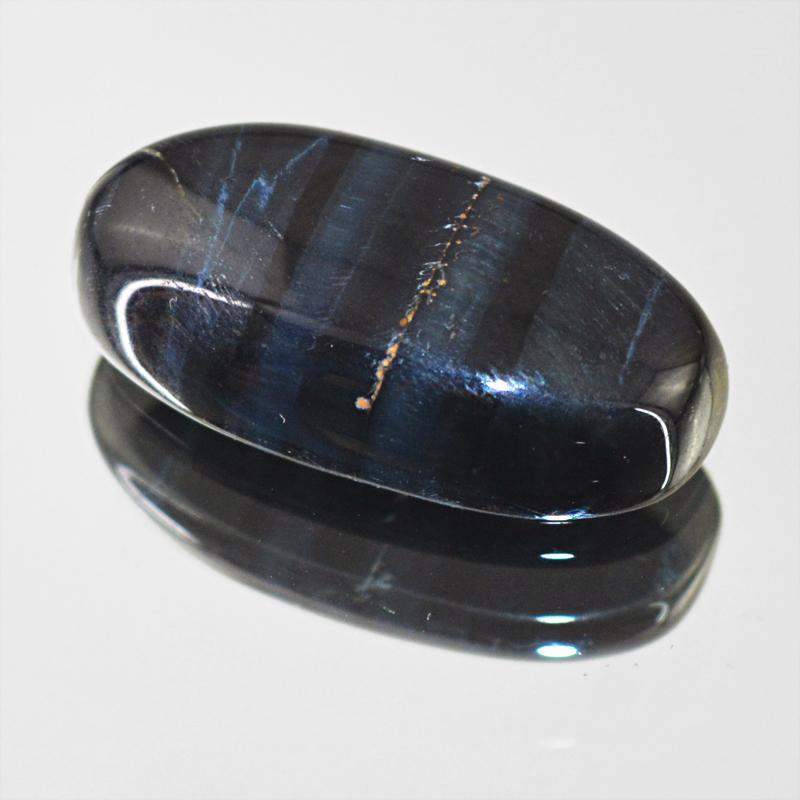 gemsmore:Natural Blue Power Tiger Eye Oval Shape Unheated Gemstone