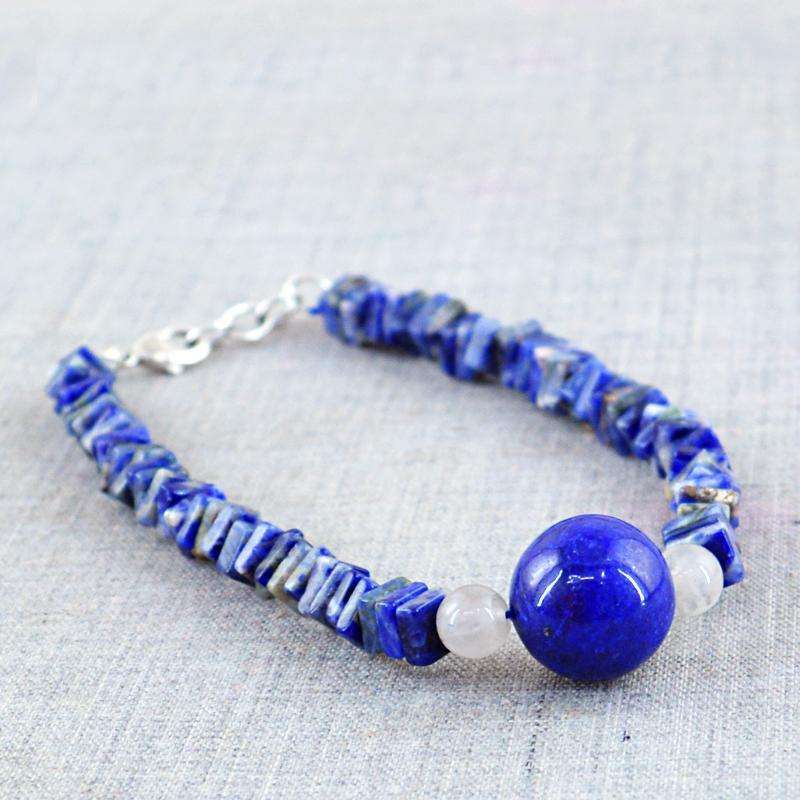 gemsmore:Natural Blue Sodalite & Blue Lapis Lazuli Beads Bracelet