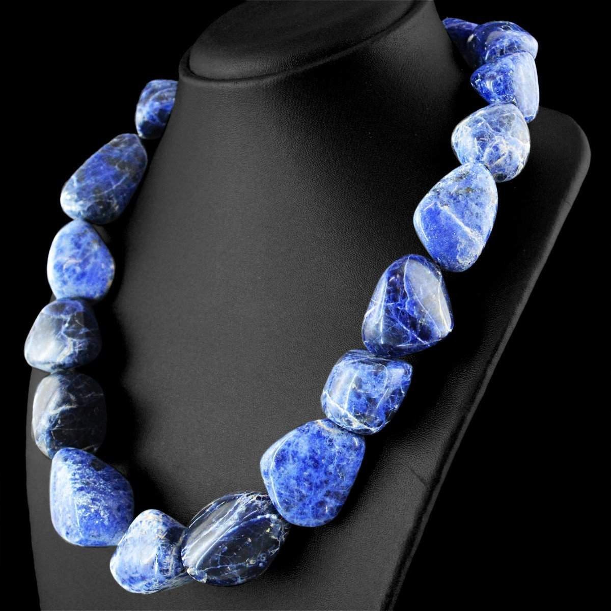 gemsmore:Natural Blue Sodalite Necklace 20 Inches Long Genuine Beads