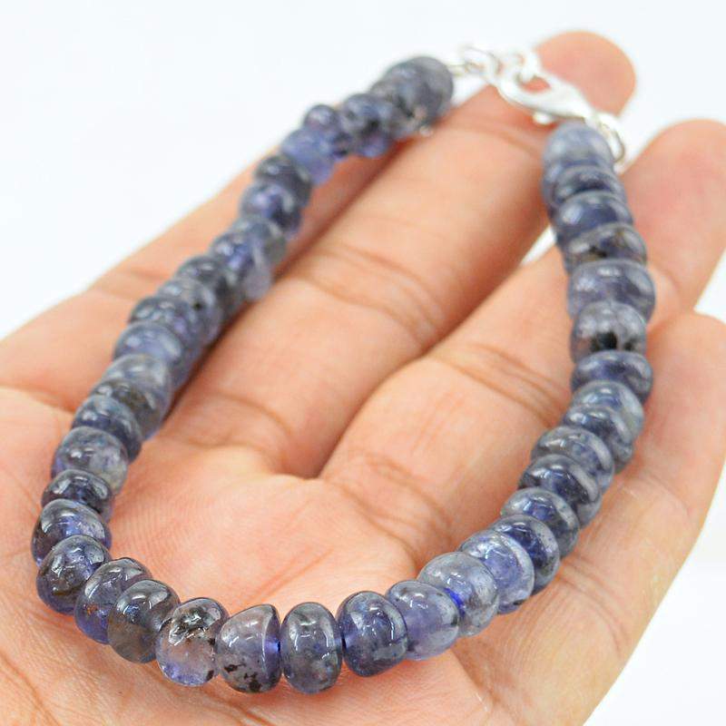 gemsmore:Natural Blue Tanzanite Bracelet Round Shape Beads