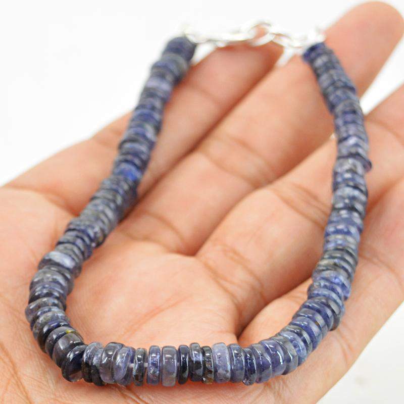 gemsmore:Natural Blue Tanzanite Bracelet Round Shape Genuine Beads