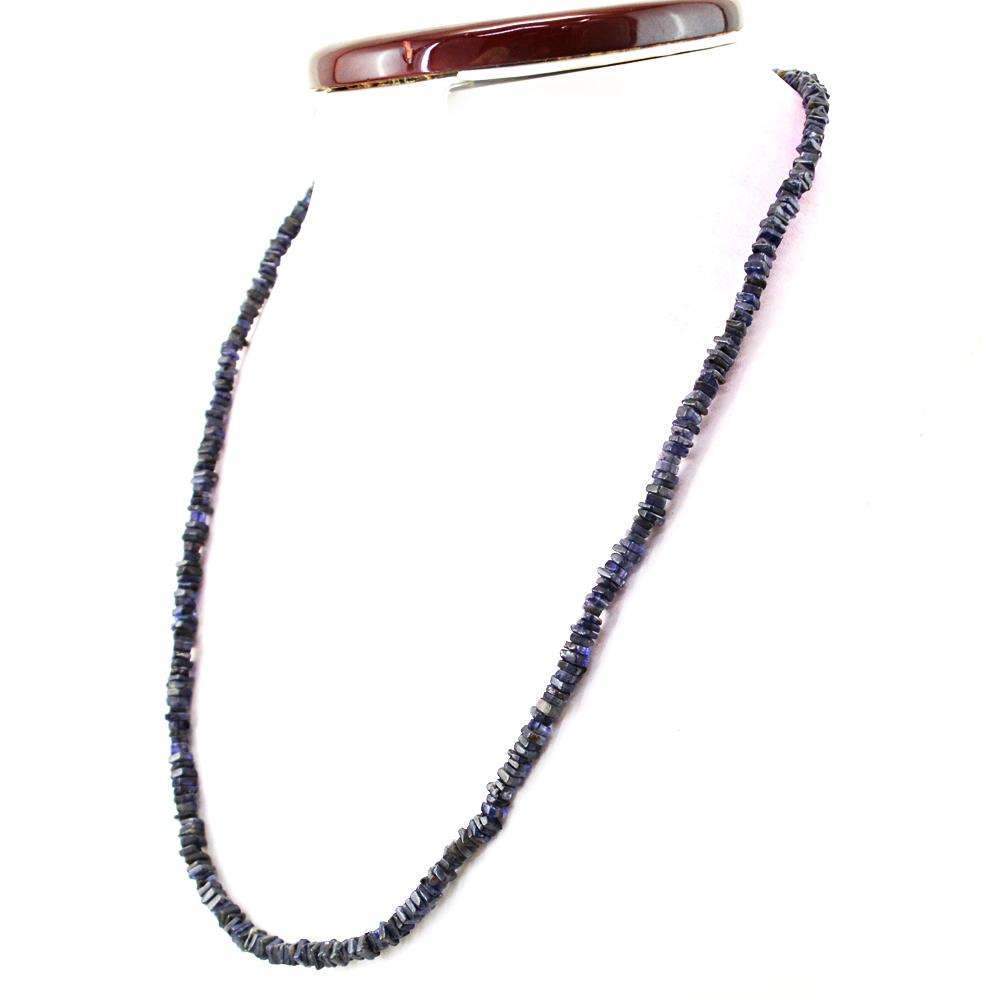 gemsmore:Natural Blue Tanzanite Necklace Single Strand Untreated Beads