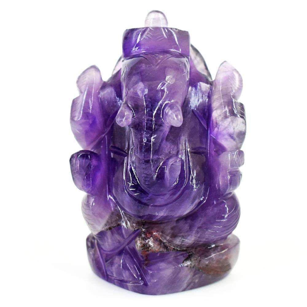 gemsmore:Natural Chevron Amethyst Hand Carved Genuine Crystal Gemstone Carving Lord Ganesha