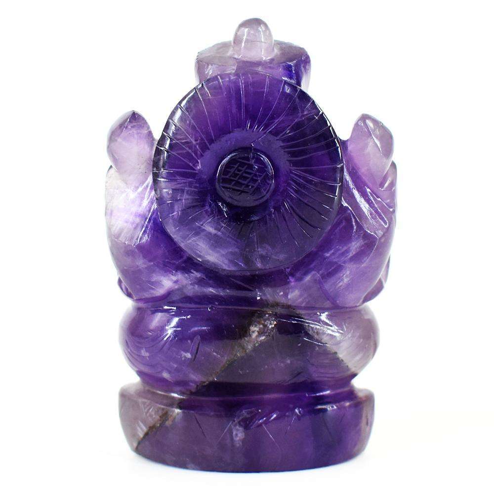 gemsmore:Natural Chevron Amethyst Hand Carved Genuine Crystal Gemstone Carving Lord Ganesha