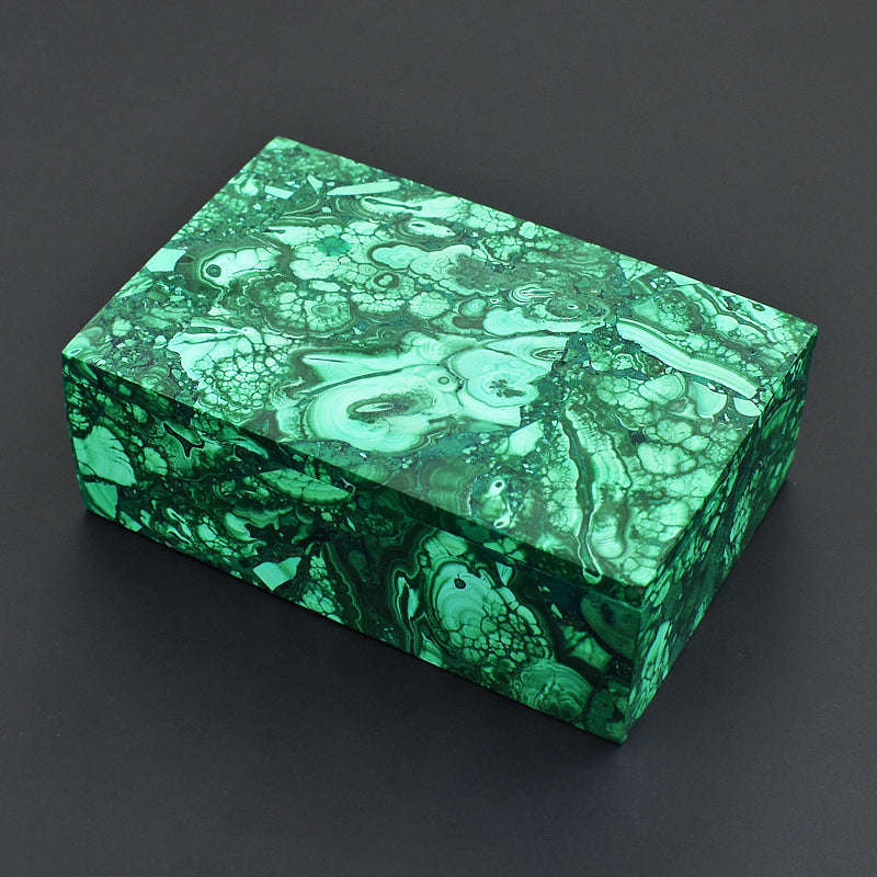 gemsmore:Natural Congo Malachite Hand Carved Genuine Crystal Gemstone Carving Box