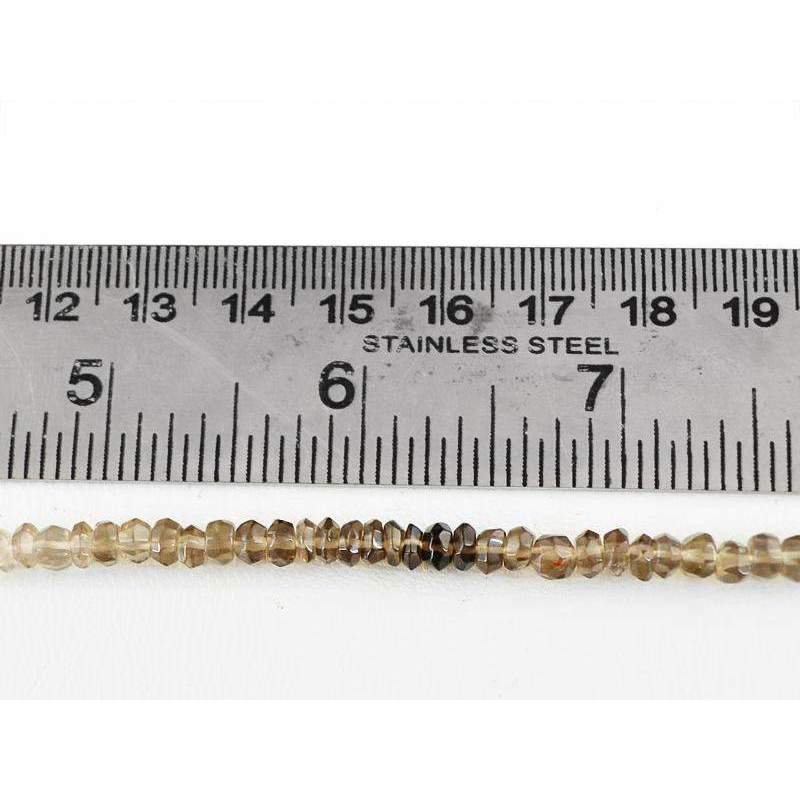 gemsmore:Natural Faceted Smoky Quartz Beads Strand - Round Shape Drilled