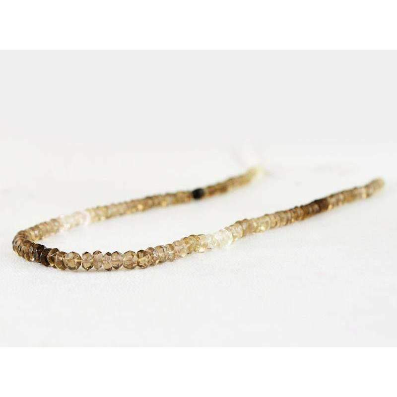 gemsmore:Natural Faceted Smoky Quartz Beads Strand - Round Shape Drilled