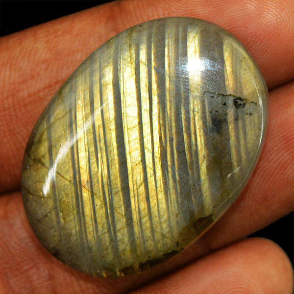 gemsmore:Natural Golden Flash Labradorite Oval Shape Gemstone