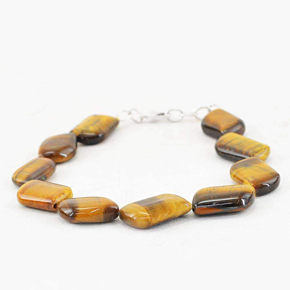 gemsmore:Natural Golden Tiger Eye Bracelet Untreated Beads