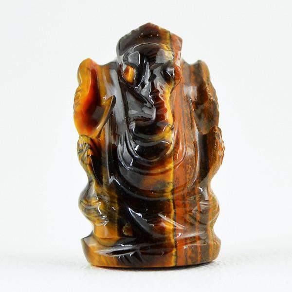 gemsmore:Natural Golden Tiger Eye Carved Lord Ganesha Gem