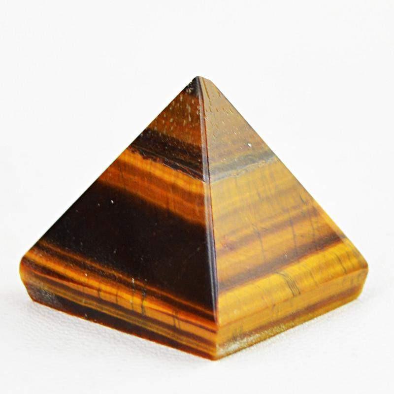 gemsmore:Natural Golden Tiger Eye Healing Pyramid Gemstone