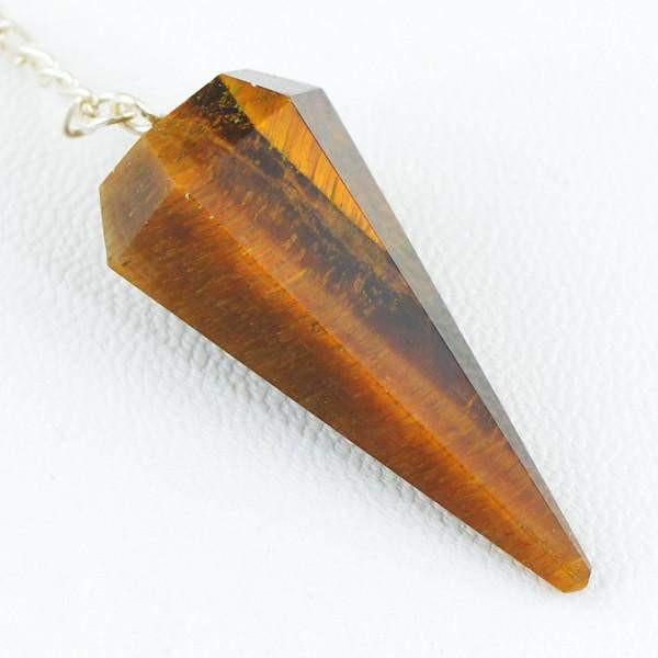 gemsmore:Natural Golden Tiger Eye Pure Healing Pendulum