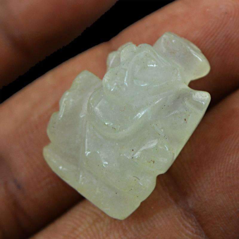 gemsmore:Natural Green Aquamarine Hand Carved Ganesha Gemstone