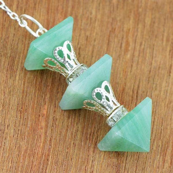 gemsmore:Natural Green Aquamarine Healing Pyramid Pendulum