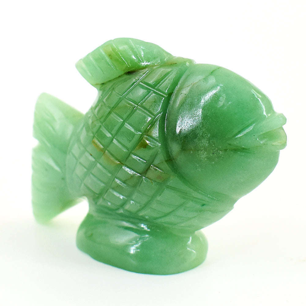 gemsmore:Natural Green Aventurine Hand Carved Genuine Crystal Gemstone Carving Fish