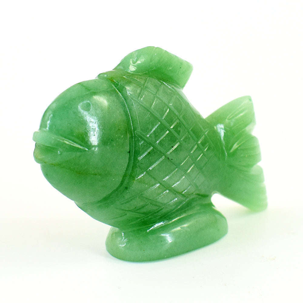 gemsmore:Natural Green Aventurine Hand Carved Genuine Crystal Gemstone Carving Fish