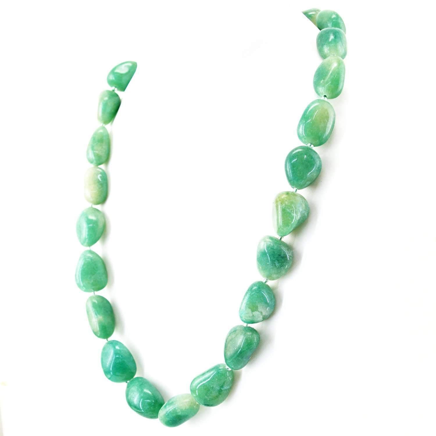 gemsmore:Natural Green Aventurine Necklace 20 Inches Long Untreated Beads