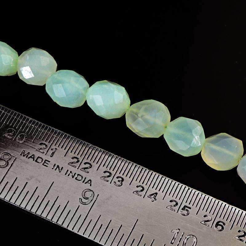 gemsmore:Natural Green Chalcedony Beads Strand - Untreated Faceted Drilled