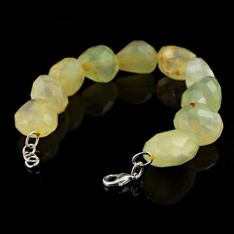 gemsmore:Natural Green Chalcedony Bracelet Faceted Beads