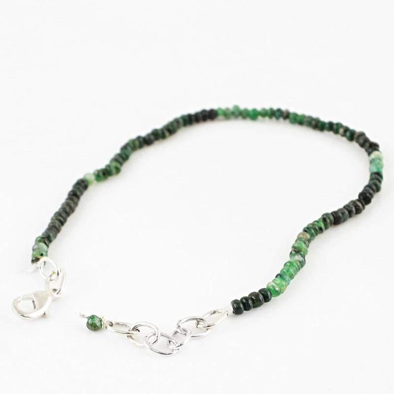 gemsmore:Natural Green Emerald Bracelet Untreated Round Beads