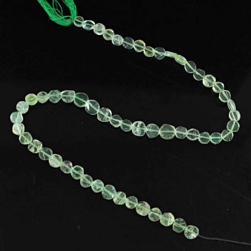 gemsmore:Natural Green Fluorite Drilled Beads Strand - Round Shape